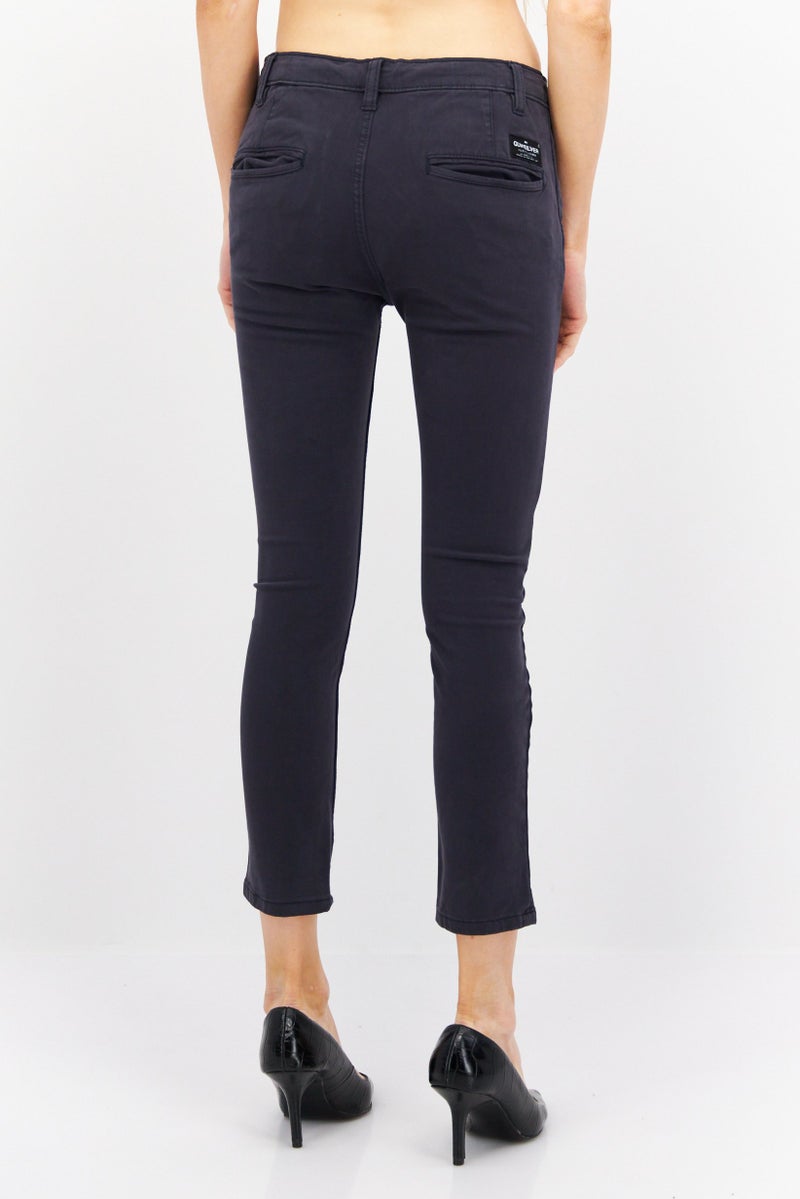 QUIKSILVER Women Slim Fit Solid Straight Leg Pants, Navy - Image 3