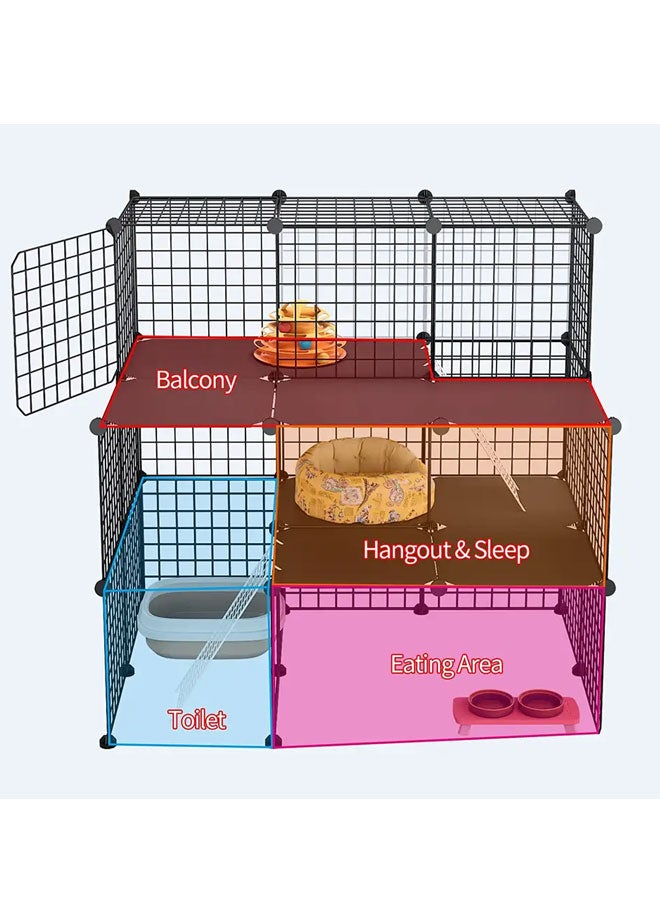 Generic Large Cat Cage Cat Playpen Detachable Metal Wire Indoor DIY Kennels Crate Large Exercise Place Ideal for 1-4 Cats  - Image 3