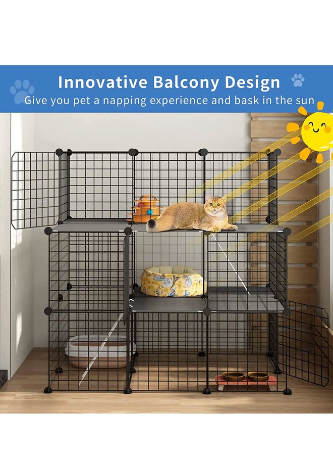 Generic Large Cat Cage Cat Playpen Detachable Metal Wire Indoor DIY Kennels Crate Large Exercise Place Ideal for 1-4 Cats  - Image 4