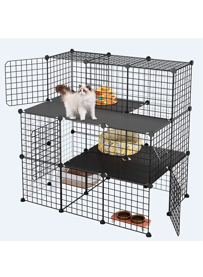 Generic Large Cat Cage Cat Playpen Detachable Metal Wire Indoor DIY Kennels Crate Large Exercise Place Ideal for 1-4 Cats  - Image 1