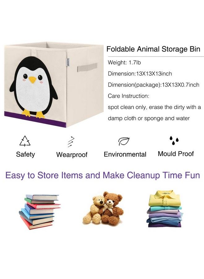 CLCROBD Foldable Animal Cube Storage Bins Fabric Toy Box/Chest/Organizer For Kids Nursery 13 Inch (Penguin) - Image 4