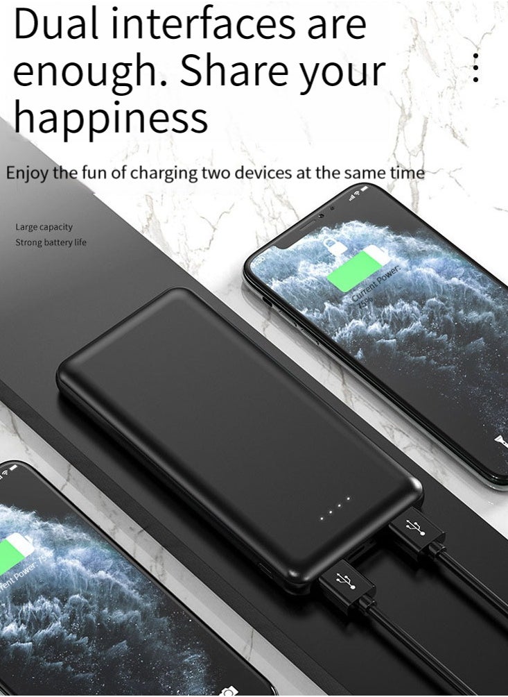 JEEJPV Fast charge power bank 10000mah USB large capacity portable mobile charging bank Black  - Image 1