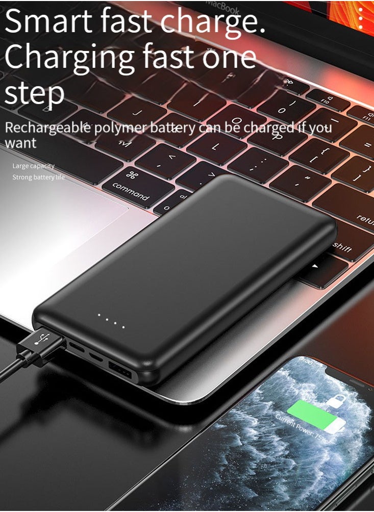 JEEJPV Fast charge power bank 10000mah USB large capacity portable mobile charging bank Black  - Image 5