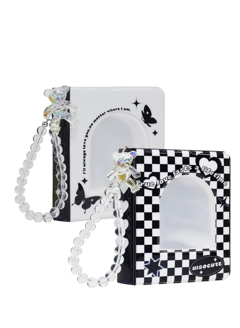 2PCS Kpop Photocard Binder 3-inch Mini Kpop Album with Cute Dangling Bear Korean Photo Card Binder Book Mini Album 20 Sheets 40 Pockets  - Image 1