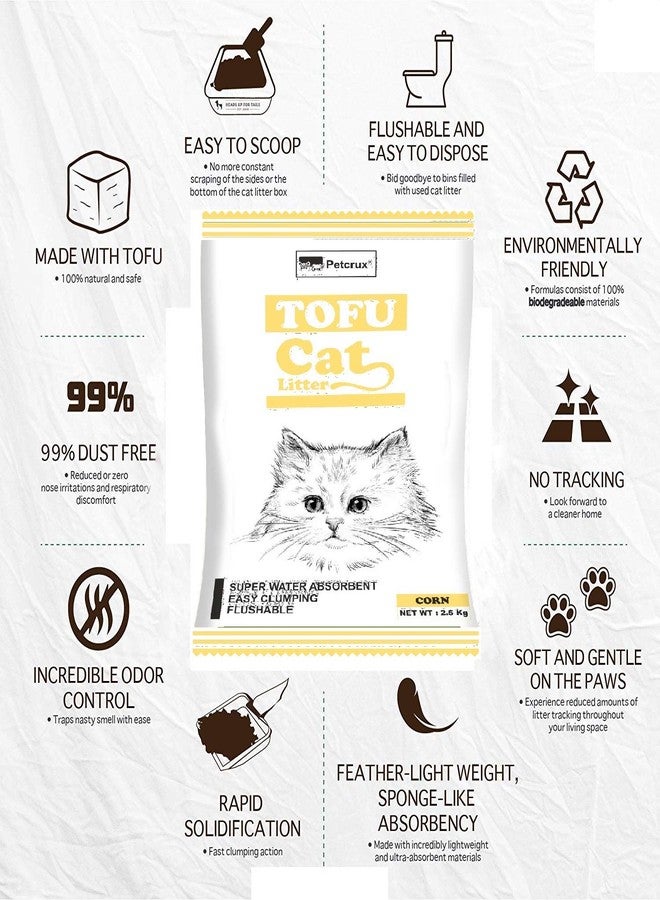 PetCrux Tofu Cat Litter 2.5Kg 100% Natural Biodegradable Odour Lock Corn Scented Dust Free Clay Trial or Travel or Single Pack of Absorbent Eco-Friendly Flushable Sand for All Breeds of Cats - Image 3