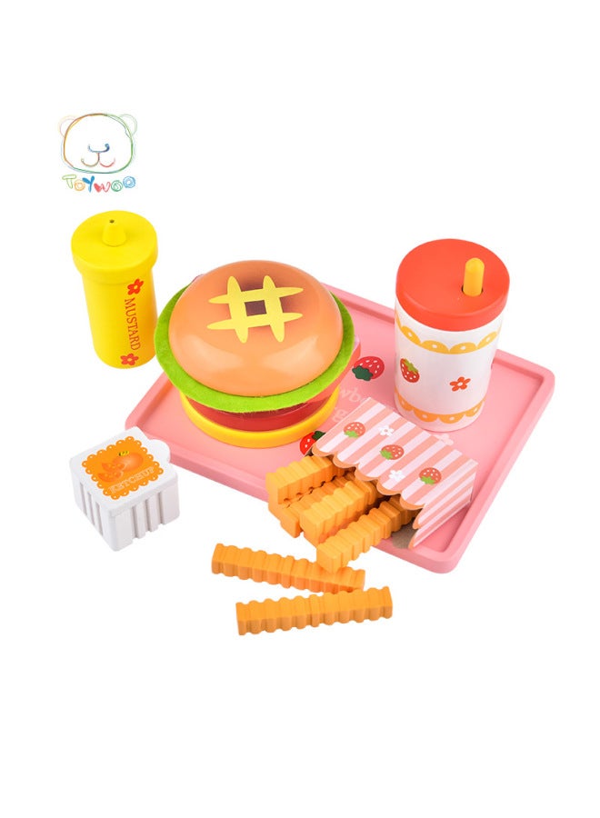 مجموعة ألعاب البرجر الخشبية من YiWang محاكاة الفراولة هوت دوج مطبخ لعب الأدوار للأطفال ألعاب تعليمية للتطوير الإدراكي - اللون: مجموعة هوت دوج مغناطيسية - Image 2