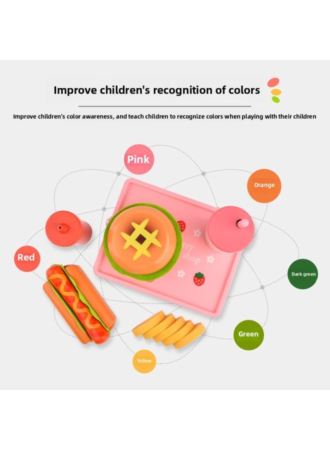 مجموعة ألعاب البرجر الخشبية من YiWang محاكاة الفراولة هوت دوج مطبخ لعب الأدوار للأطفال ألعاب تعليمية للتطوير الإدراكي - اللون: مجموعة هوت دوج مغناطيسية - Image 4
