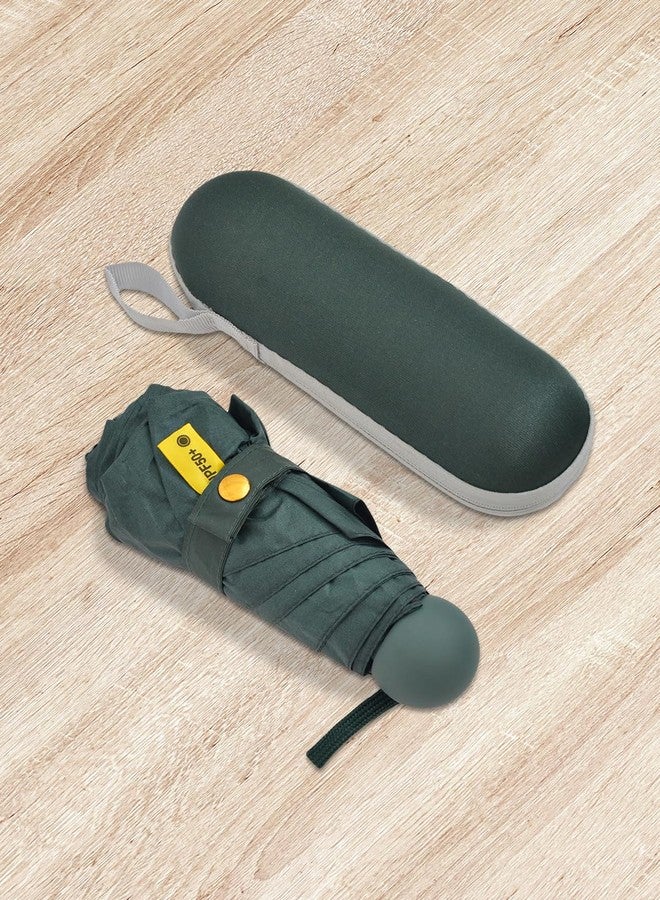 FABINALIV Green Solid Waterproof 3 Fold Compact Umbrella with Case (FLUB-1023-Green) - Image 3