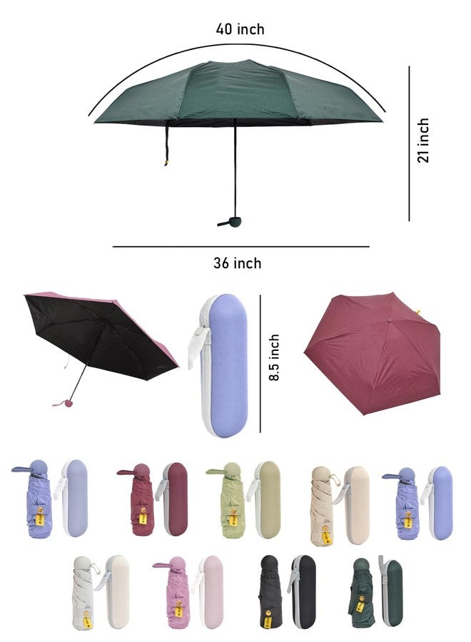 FABINALIV Green Solid Waterproof 3 Fold Compact Umbrella with Case (FLUB-1023-Green) - Image 5