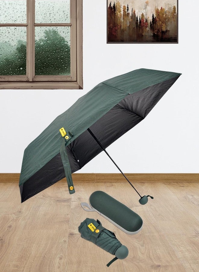 FABINALIV Green Solid Waterproof 3 Fold Compact Umbrella with Case (FLUB-1023-Green) - Image 4