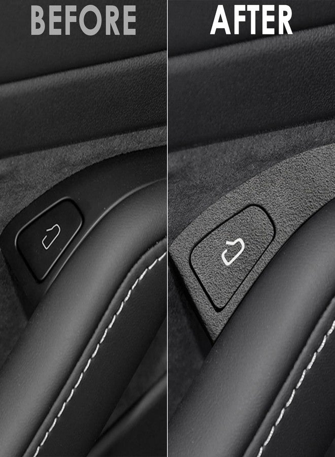 TSTESE 4PCS Door Open Button Stickers Compatible with Tesla Model 3 Model Y (2021-2024) Suede Sticker Wrap Decor Interior Accessories Door Lock Switch Trim Decorations Stickers (Black) - Image 2