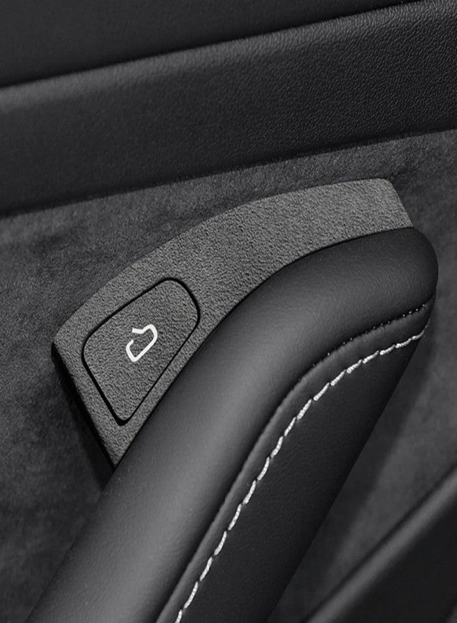 TSTESE 4PCS Door Open Button Stickers Compatible with Tesla Model 3 Model Y (2021-2024) Suede Sticker Wrap Decor Interior Accessories Door Lock Switch Trim Decorations Stickers (Black) - Image 1