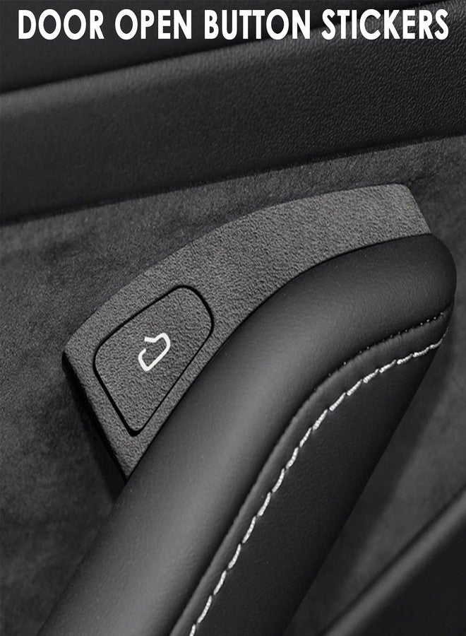 TSTESE 4PCS Door Open Button Stickers Compatible with Tesla Model 3 Model Y (2021-2024) Suede Sticker Wrap Decor Interior Accessories Door Lock Switch Trim Decorations Stickers (Black) - Image 3