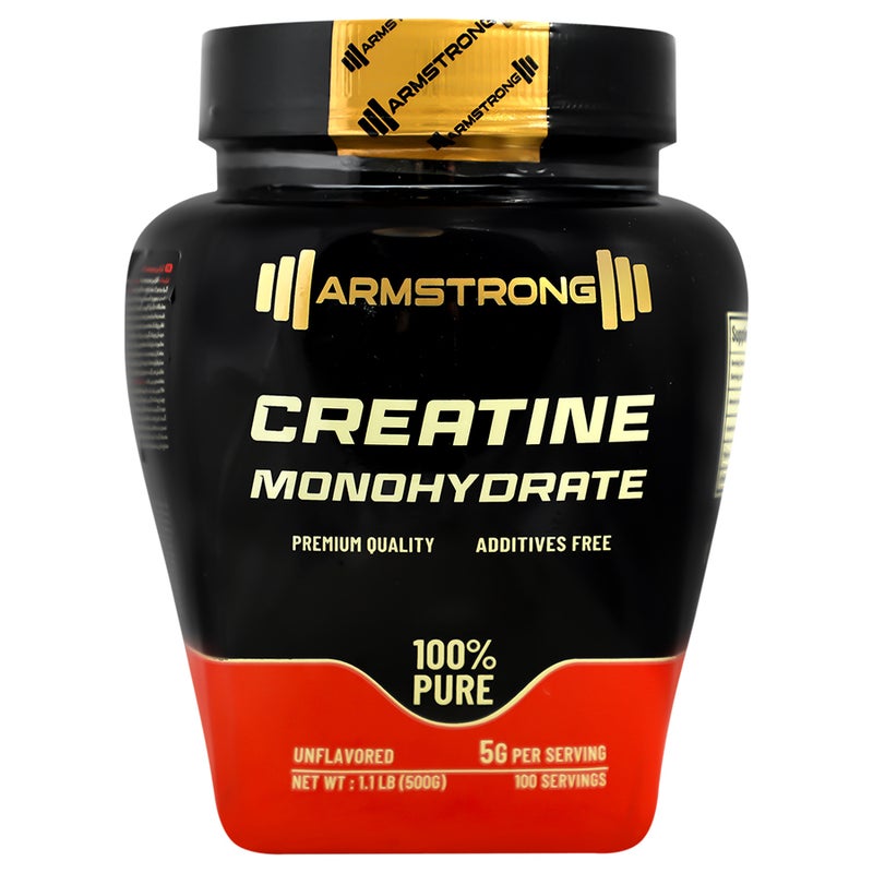 Armstrong Creatine Monohydrate 500g – 100% Pure, Unflavored, Premium Quality Micronized Creatine Powder – 5g Per Serving, 100 Servings – Muscle Strength, Power & Performance Supplement