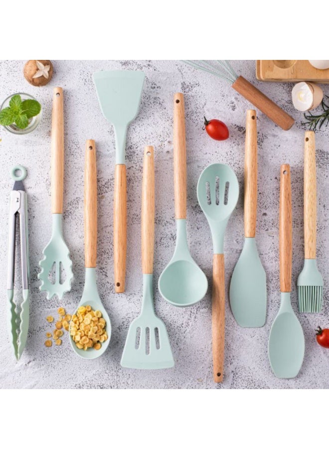 NOVOLAN Silicone Cooking Utensil Set, 17-Piece Kitchen Tool Set with Comfortable Wood Handle, Food-Grade Silicone, Heat Resistant up to 230°C, Includes Stylish Storage Container for Easy Organization - Image 2