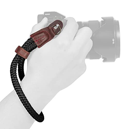 MegaGear MG939 Cotton Camera Hand Wrist Strap Comfort Padding Security for All Cameras Small23cm9inc Black - Image 1