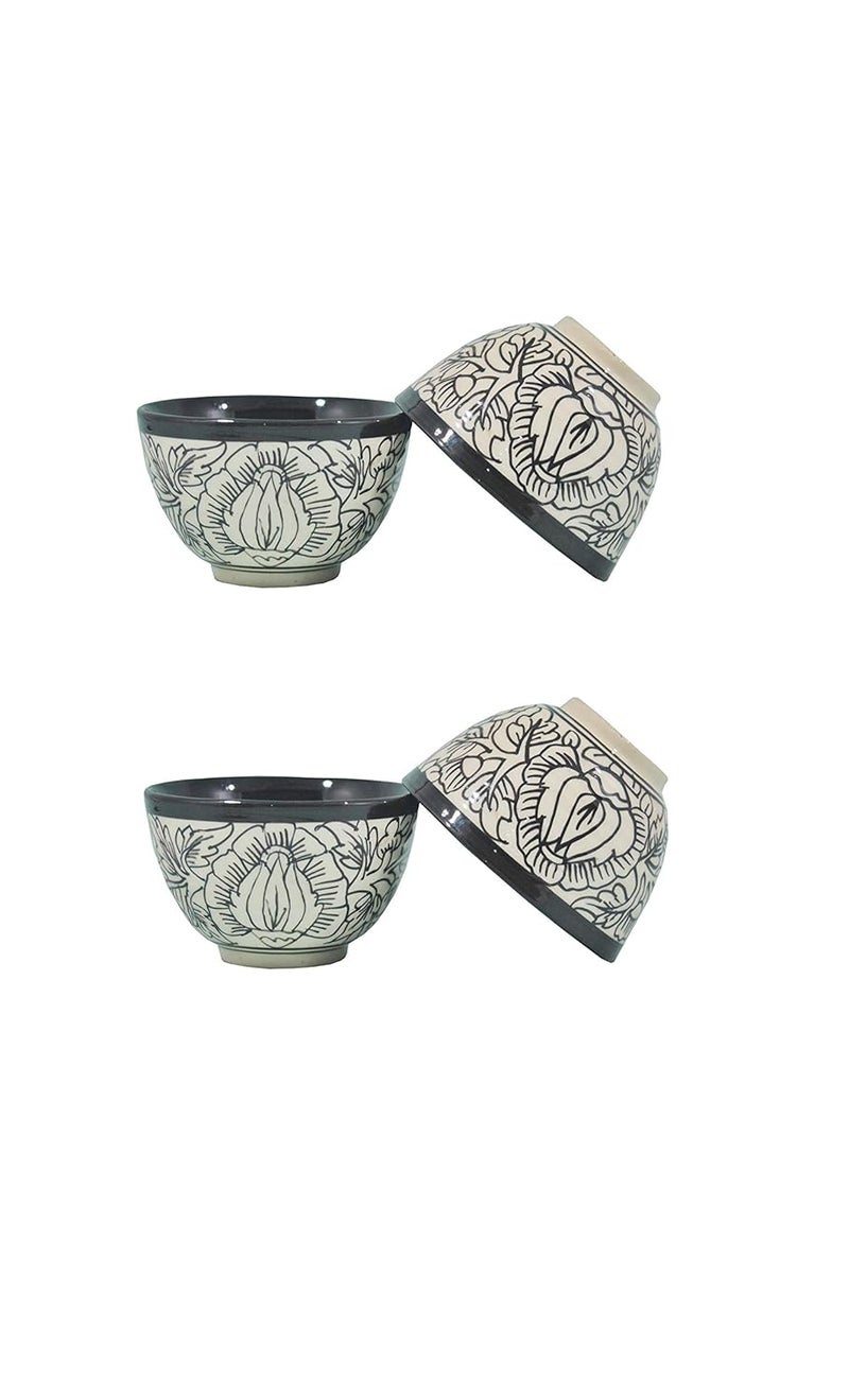 Caffeine Ceramic Handmade Black Peru Dessert Bowl Set of 6 150 ml - Image 2