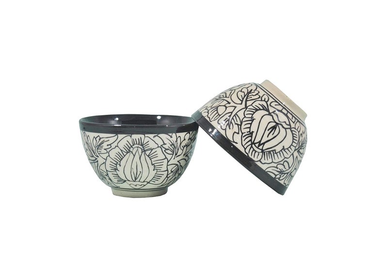 Caffeine Ceramic Handmade Black Peru Dessert Bowl Set of 6 150 ml - Image 3