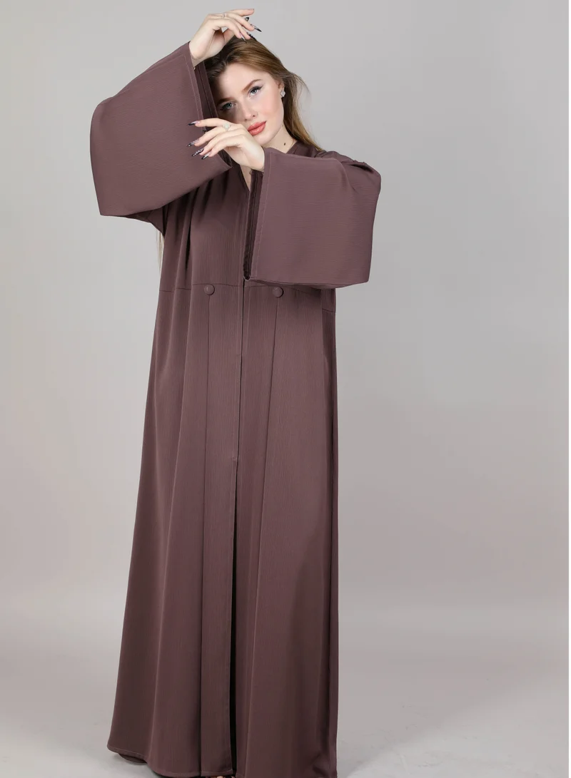 أم سكوير فاشن MSquare Fashion Brown CEY Fabric With Broad Sleeves