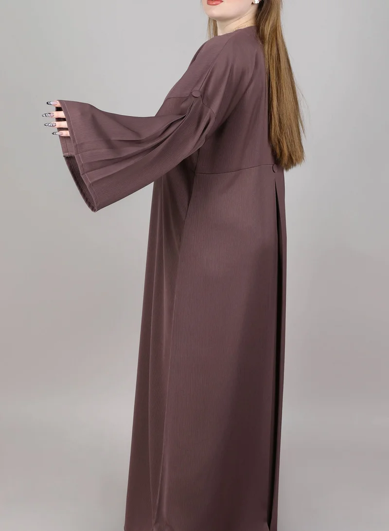 MSquare Fashion MSquare Fashion Brown CEY Fabric With Broad Sleeves