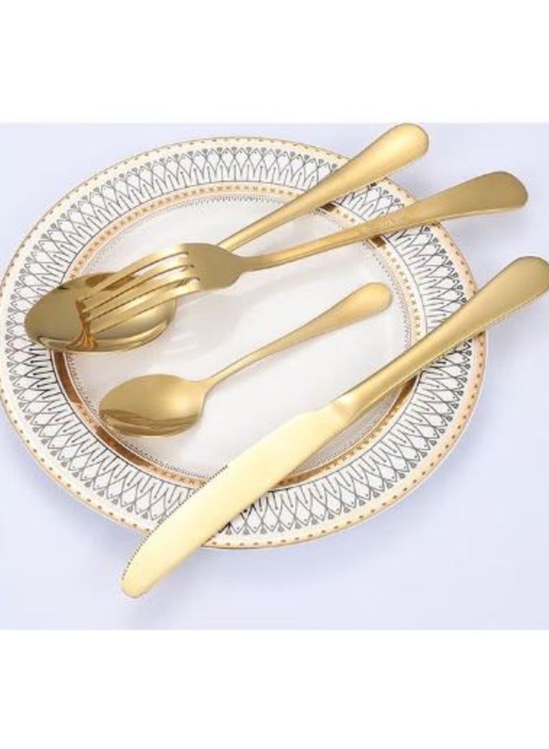 صن هوم طقم أدوات مائدة من الإستانلس ستيل مكون من 24 قطعة ذهبي 23.2سم - Image 5