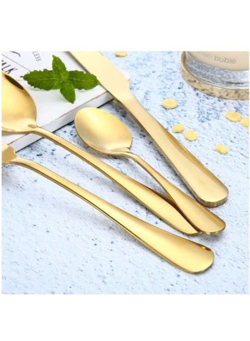 صن هوم طقم أدوات مائدة من الإستانلس ستيل مكون من 24 قطعة ذهبي 23.2سم - Image 3