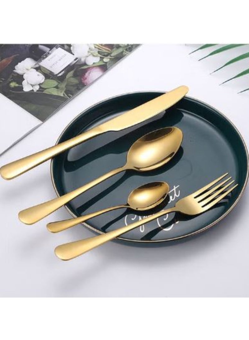 صن هوم طقم أدوات مائدة من الإستانلس ستيل مكون من 24 قطعة ذهبي 23.2سم - Image 4
