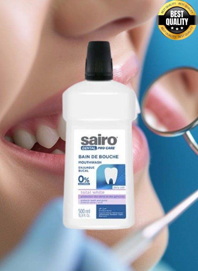 Sairo Dental Pro Care Mouthwash 0% Alcohol Total White 500ML