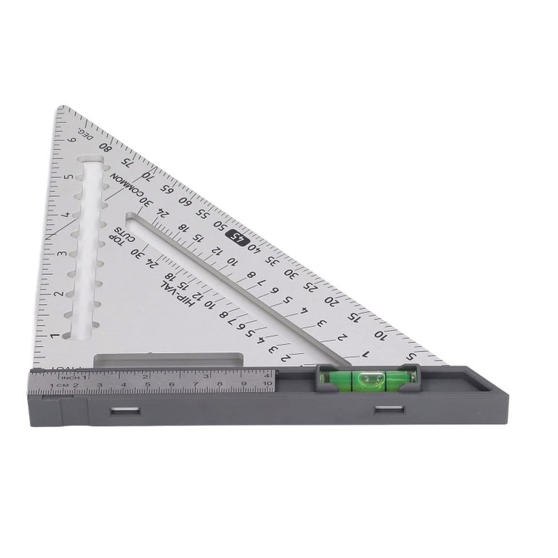 Silver Aluminum Alloy Rafter Square With Level Detachable Woodworking Ruler For Framing - Image 4