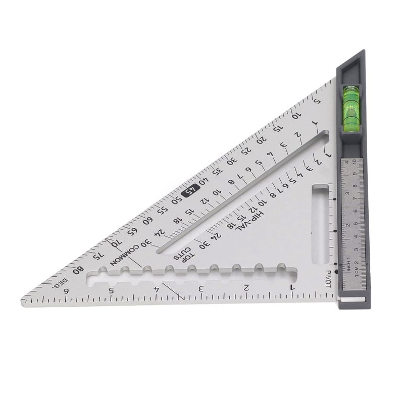 Silver Aluminum Alloy Rafter Square With Level Detachable Woodworking Ruler For Framing - Image 5