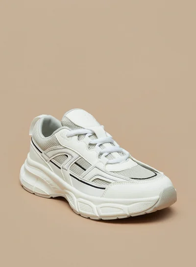 فلورا بيلا من شو إكسبرس Panelled Low Ankle Sneakers with Lace-Up Closure