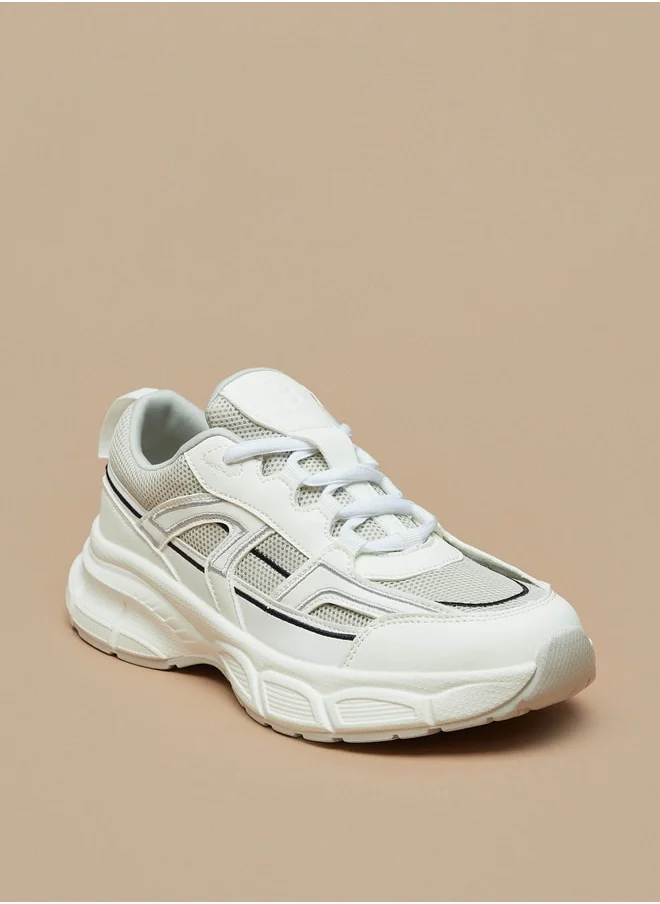 فلورا بيلا من شو إكسبرس Panelled Low Ankle Sneakers with Lace-Up Closure