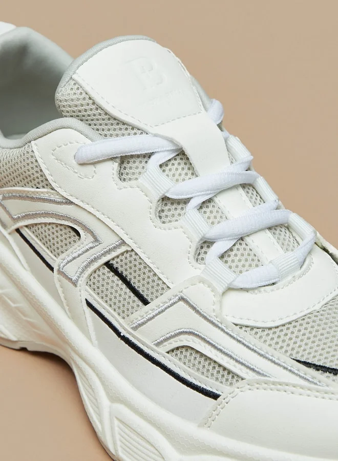 فلورا بيلا من شو إكسبرس Panelled Low Ankle Sneakers with Lace-Up Closure