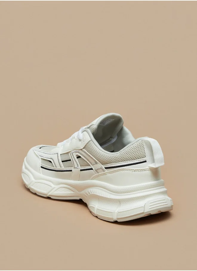 فلورا بيلا من شو إكسبرس Panelled Low Ankle Sneakers with Lace-Up Closure