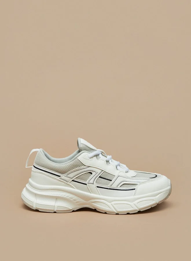 فلورا بيلا من شو إكسبرس Panelled Low Ankle Sneakers with Lace-Up Closure