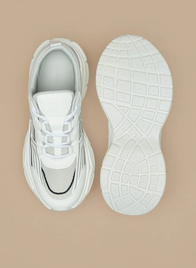 فلورا بيلا من شو إكسبرس Panelled Low Ankle Sneakers with Lace-Up Closure