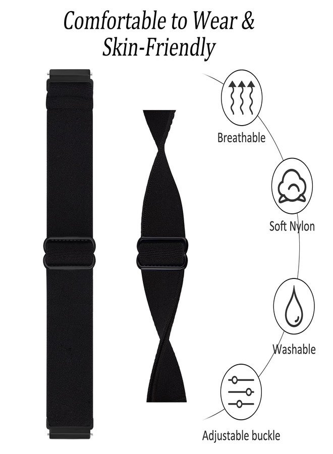 Meliya 2 Pack Elastic Bands Compatible with Fitbit Versa / Versa 2, Adjustable Nylon Sport Stretchy Wristband for Women & Men (Black + Leopard) - Image 2