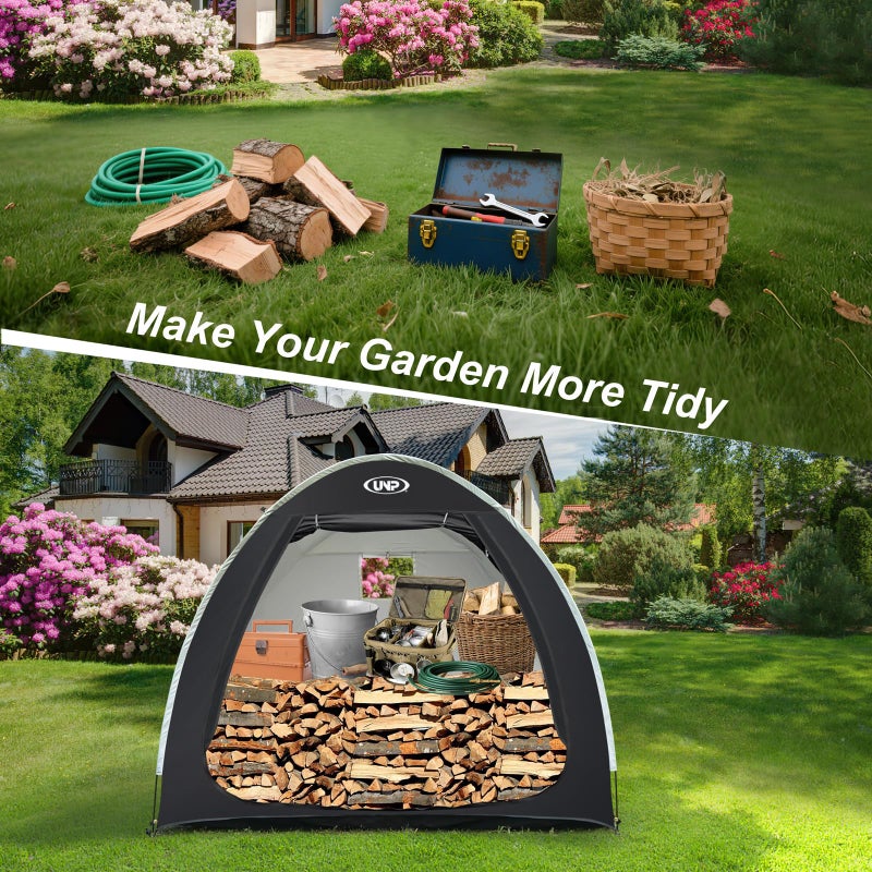 UNP Bike Storage Shed Tent, Portable Outdoor Bike Storage Tent with 210D Oxford Thick PU4000 Waterproof for 1/2/3/4 Bikes, Bike Covers Storage Shed for Bicycles, Lawn Mower, Garden Tools - Image 5