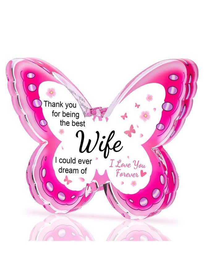 ilifemate Gifts for Wife, Wife Ideas, for Wife - Acrylic Butterfly Plaque Wife Gift 4.33 × 3.26 × 0.47 inch, Valentines Day, Thanksgiving, Anniversary, Birthday Gifts for Women - Image 1
