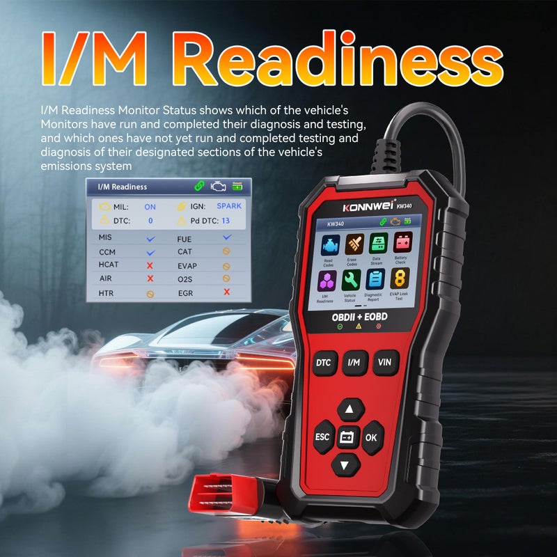 Konnwei KW340 OBD2 Scanner With I M Readiness Battery Check One Click Keys Auto Repair Lifeprint - Image 4