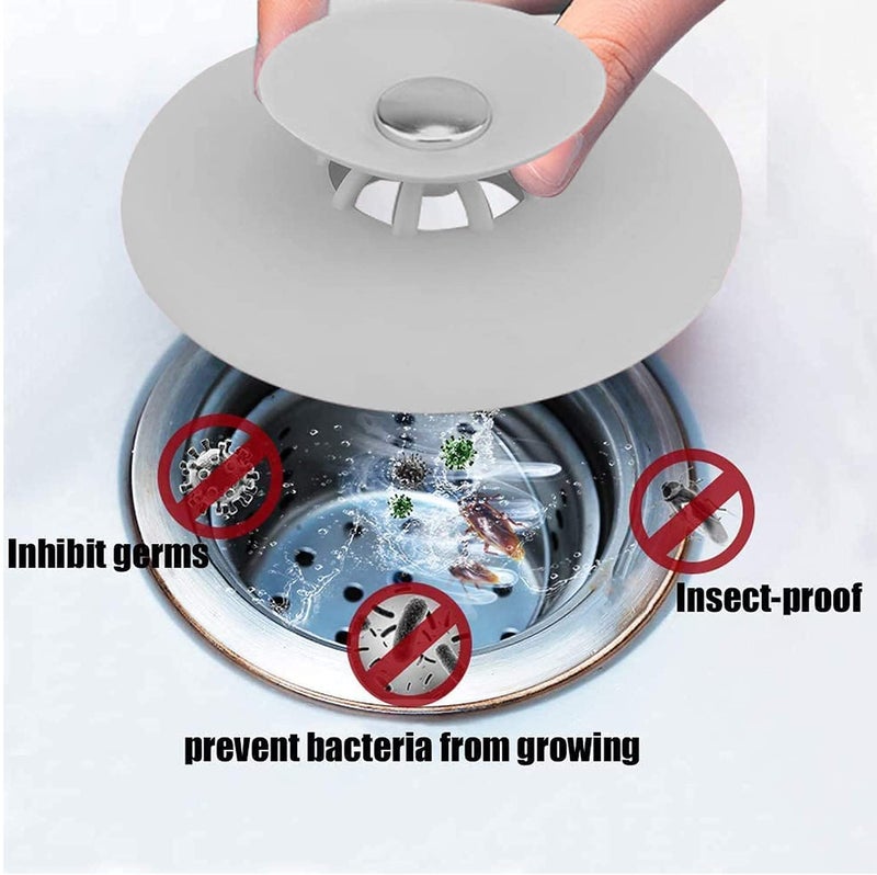 DHRUSIMI Hair Catcher & Drain Stopper, 2 in 1 Sink Drain Cover, Flex Silicone Strainer for Shower/Bathtub/Tub/Floor Drain/Kitchen Sink Pack of 2 (Sink Strainer - A) - Image 3