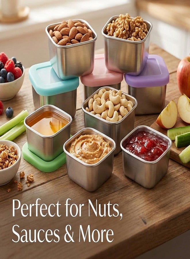 KZDAZ Stainless Steel Snack Containers with Clear Lids for Kids & Travel, 6oz Reusable On-the-Go Snack Boxs, Easy Open for Kids , Leak-proof & Stackable, Peek Inside Foods without Opening Bento Box (4 Pack) - Image 2