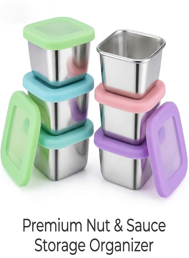 KZDAZ Stainless Steel Snack Containers with Clear Lids for Kids & Travel, 6oz Reusable On-the-Go Snack Boxs, Easy Open for Kids , Leak-proof & Stackable, Peek Inside Foods without Opening Bento Box (4 Pack) - Image 4