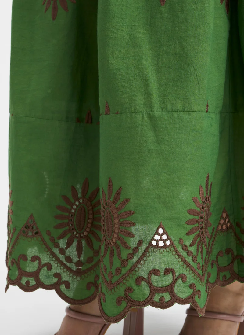 Virgio Cotton Schiffli Brunchwear Maxi Skirts for Women