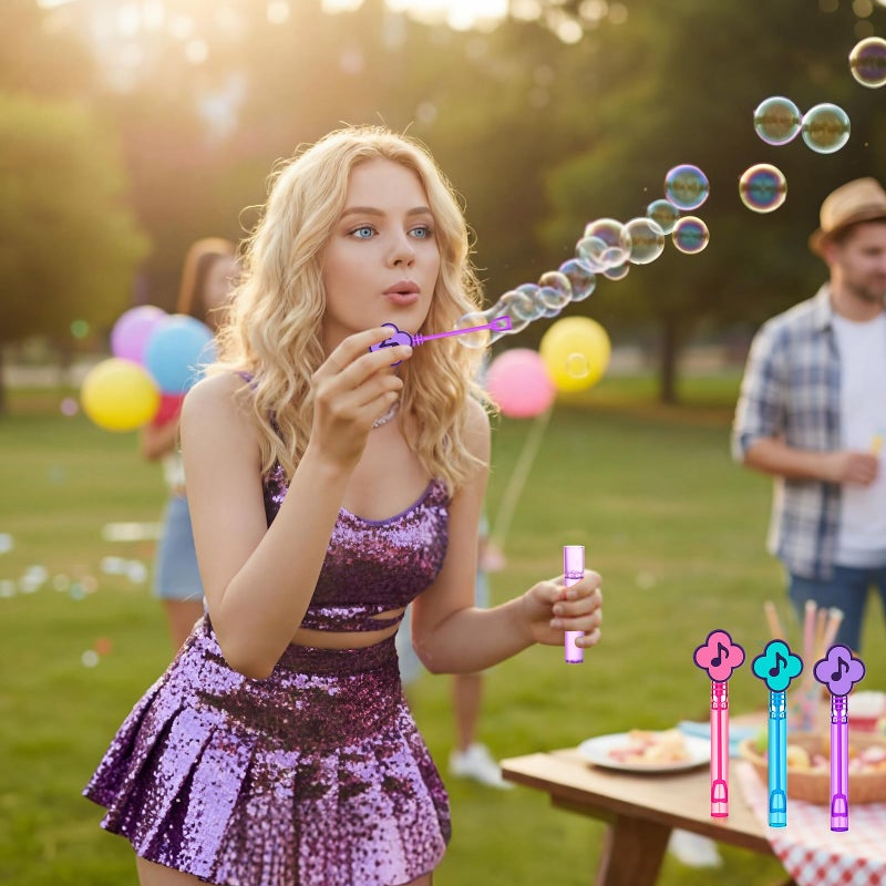 RoundFunny 24 Pcs Music Mini Bubble Wands Party Supplies Favors Decorations Kawaii Bubbles Sticks Wands for Fan Meeting Anime Theme Birthday Party Goodie Gift Bag Outdoor Activity - Image 5