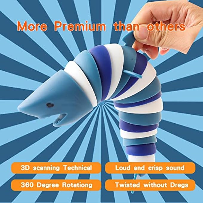 MEIEST Fidget Slug Toy,3D Articulated Stretch Shark Stress Reliever Hand Toy, Sensory Stress Relief Toy for Adults and Kids, Pressure Relieving and Anti-Anxiety Office Desk Toy(Multi-Color) - Image 4