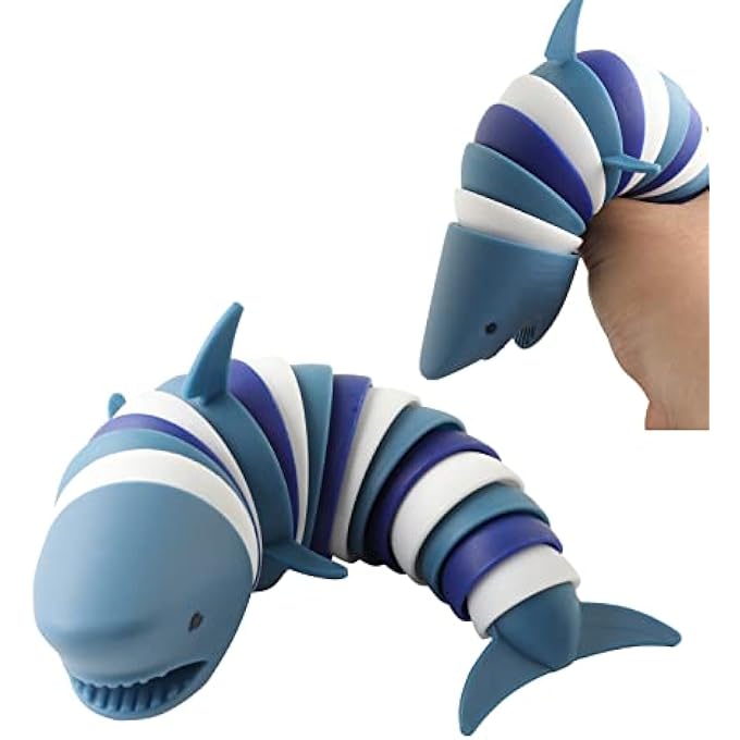 MEIEST Fidget Slug Toy,3D Articulated Stretch Shark Stress Reliever Hand Toy, Sensory Stress Relief Toy for Adults and Kids, Pressure Relieving and Anti-Anxiety Office Desk Toy(Multi-Color) - Image 1