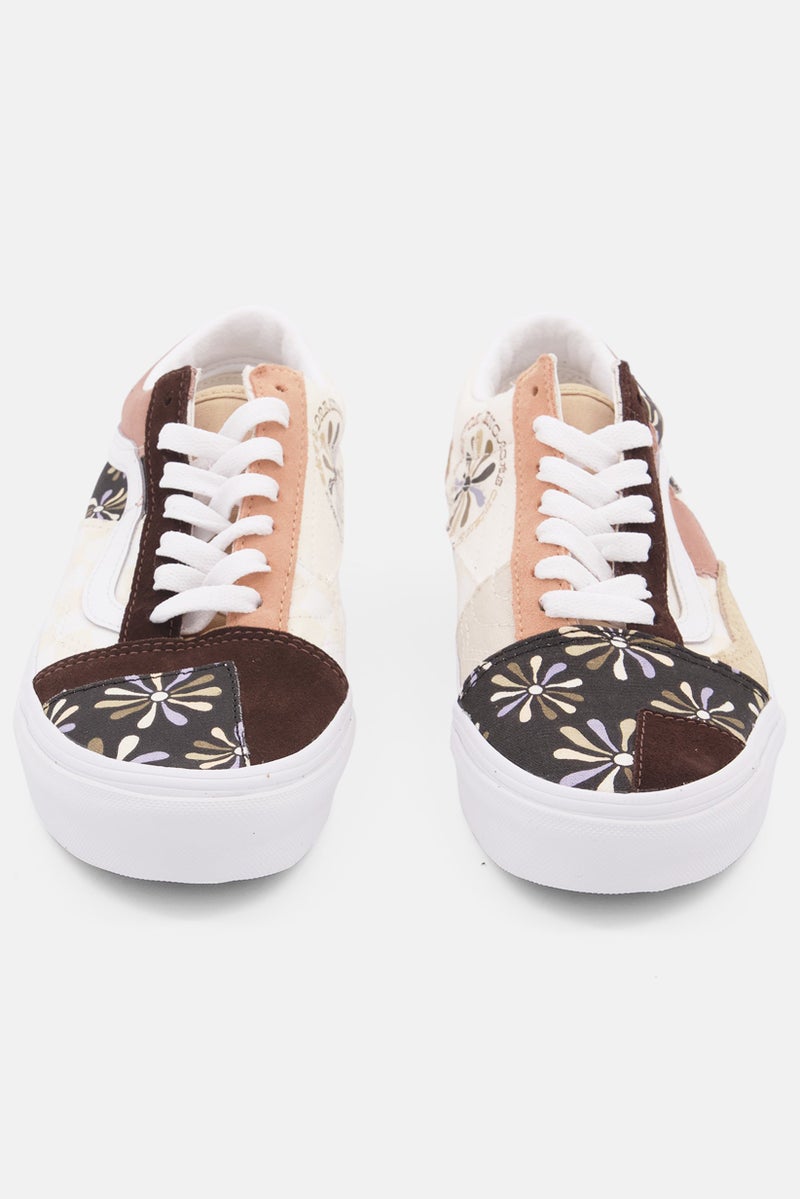 VANS Kids Boy Old Skool Patc Lace Up Casual Shoes, Beige - Image 3