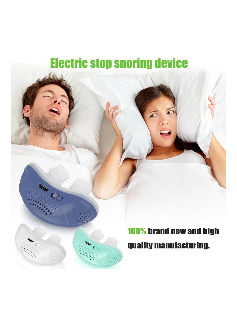SYOSI Anti Snoring Devices, Electric Automatic Snore Stopper Soft Double Eddy Improve Sleep Quality Mini USB Prevent Snoring Device, Fresh Air Comfortable Sleep Breathing for Women Men (Green)  - Image 2