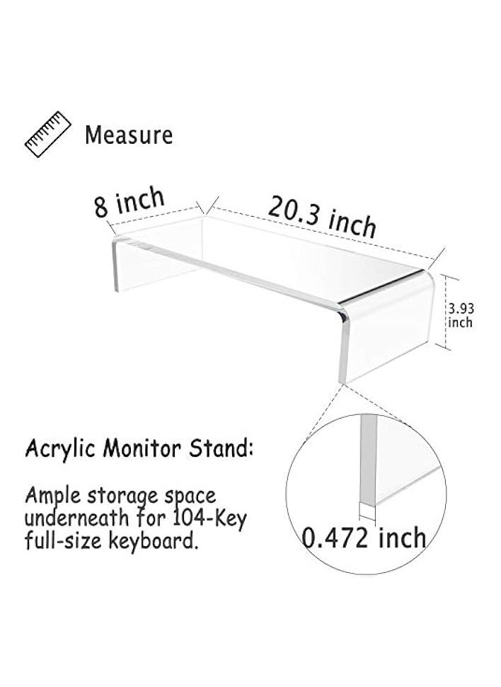 erorex - Clear Computer Stand, Acrylic Monitor Riser with Sturdy, Hold up to 50lbs Desktop Stand Heavy Duty Acrylic, for Ergonomic Working - Image 1